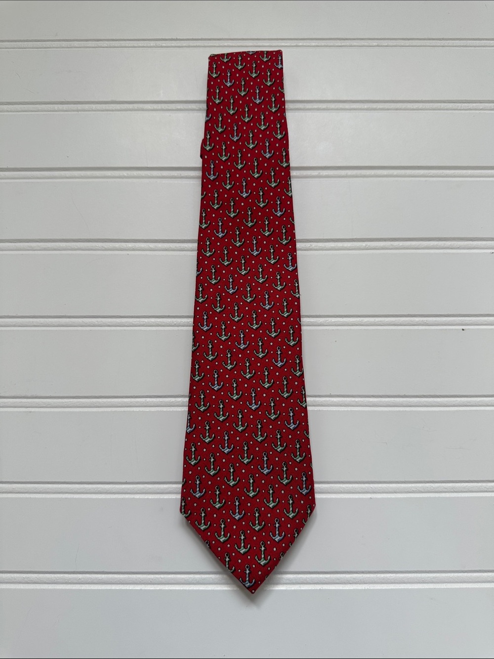 Vineyard Vines Red Christmas Tie w/ Anchors